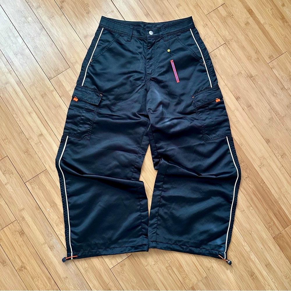 UNIF HTTP Black Cargo Pants with White Piping